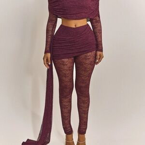 Elegant Burgundy Lace Jumpsuit
